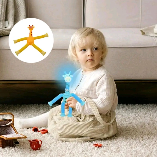 LED Telescopic Suction Cup Giraffe Toy, Tubes Fidget Toys, Shape Changing Telescopic Sensory Tubes Fidget Tubes Sensory Toys Suction Toy, Funny Gift 