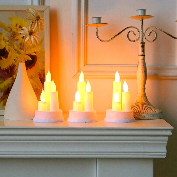 LED Taper Candles, Realistic Battery Operated Flickering Flameless Candles in Warm White Electric Fake Candles