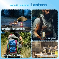 LED Camping Lante Light Retro Style Lighting Battery Type-c Rechargeable Dimmable Tent Lamp Outdoor Portable Waterproof Flashlight Lanterns Lightweight for Courtyard Hiking Power Outages Emergency (1 Pc)