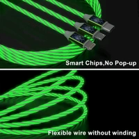 3 in 1 Charging Cable Light Up Fast Charger Multi Lighting Cable Charging Cable LED Flowing Light Up Charger Cable Durable TPE Charging Cord for Most Smart, Cell Phones (1 Pc)