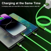 3 in 1 Charging Cable Light Up Fast Charger Multi Lighting Cable Charging Cable LED Flowing Light Up Charger Cable Durable TPE Charging Cord for Most Smart, Cell Phones (1 Pc)