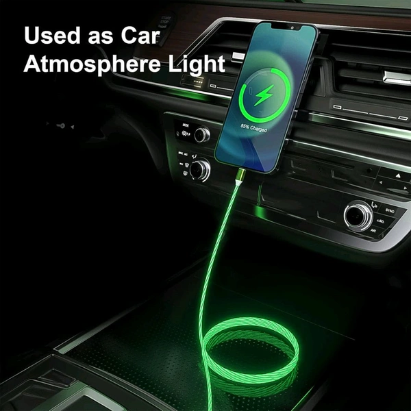 3 in 1 Charging Cable Light Up Fast Charger Multi Lighting Cable Charging Cable LED Flowing Light Up Charger Cable Durable TPE Charging Cord for Most Smart, Cell Phones (1 Pc)