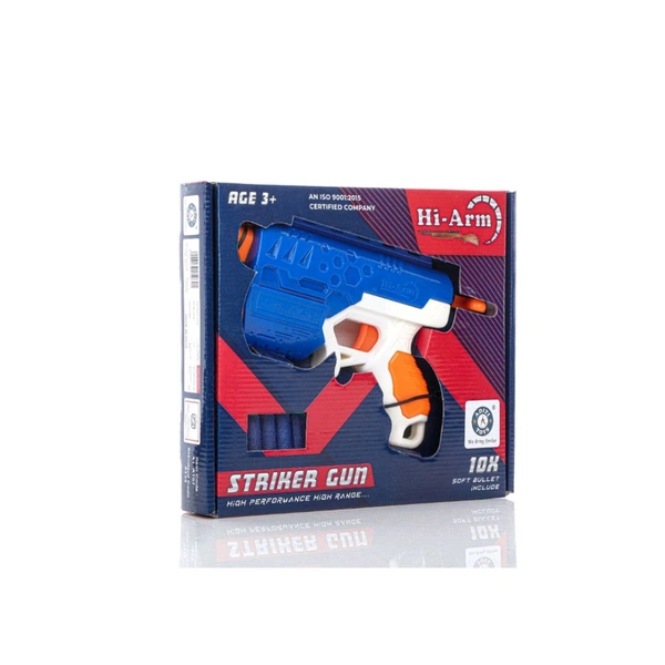 Hi-Arm Gun with 10xFoam Suction Bullet, Made with ABS Plastic, Solid Build, Target Shooting