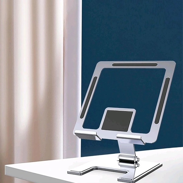 Tablet Phone Stand Aluminium Alloy Stand For Phone Tablet Support Adjustable Desktop Mobile Phone Holder Foldable Stand Adjustable Angle Stand Non Slip Design Aluminum Alloy Material Stand (1 Pc) - Black