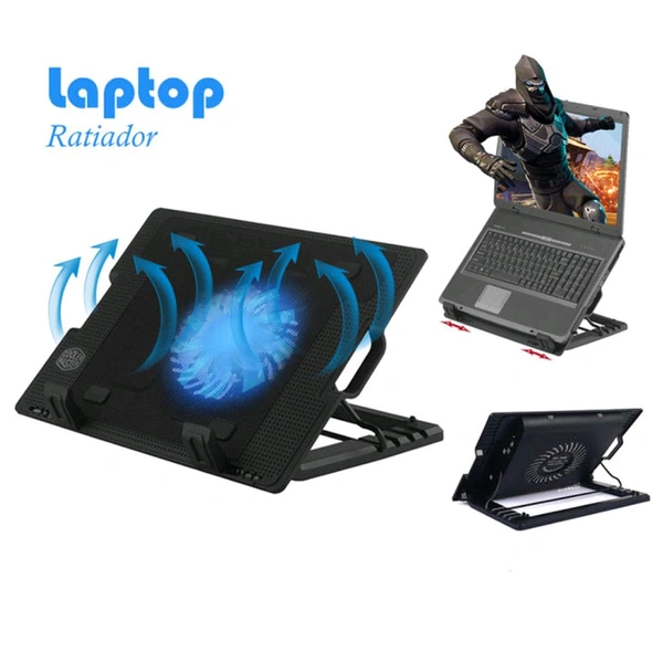 Laptop Fan Cooling Pad, Laptop Cooling Pad, Laptop Cooler Portable, Laptop Cooling Pad Bracket, with Fan, Dual USB Ports, Portable Ultra Slim USB Powered 5 Heights Adjustable Laptop Stand (1 Pc)
