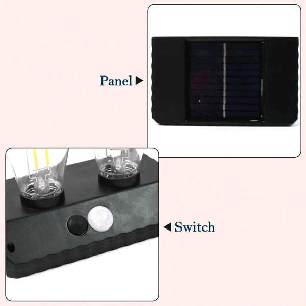 Solar Double LED Bulb Lamp, Solar Interaction Wall Lamp, Decorative Lighting Fixture YT-819- 2W (1 Pc)