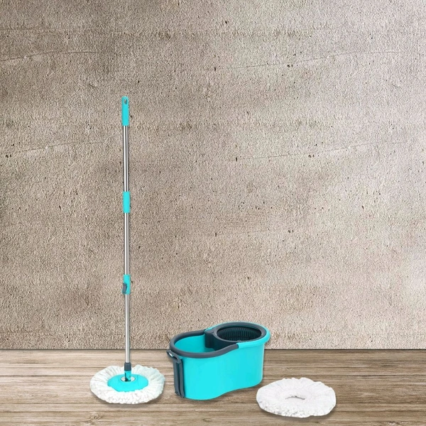 Quick Spin Mop Set with Easy Wheels & Large Bucket – Multicoloured Plastic Floor Cleaning System