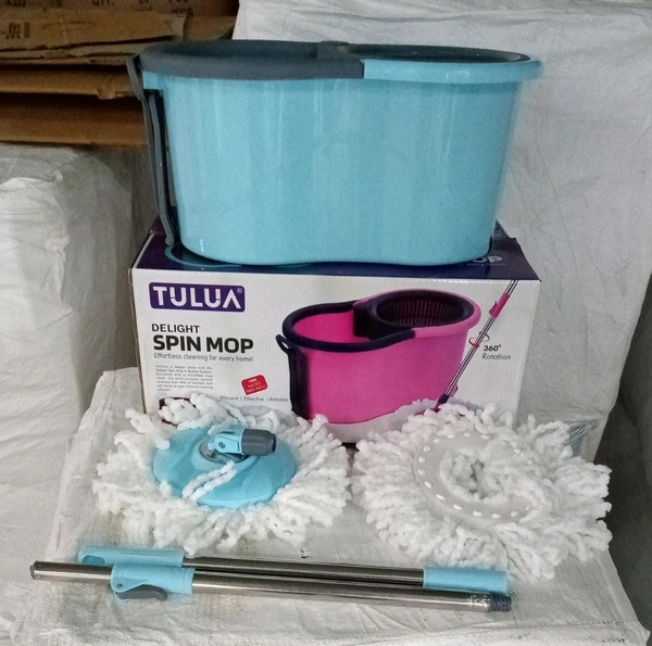 Quick Spin Mop Set with Easy Wheels & Large Bucket – Multicoloured Plastic Floor Cleaning System