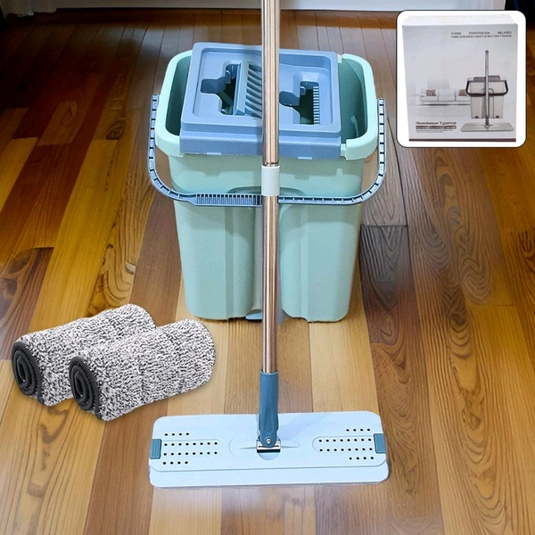 2-in-1 Flat Mop & Bucket Set – The Ultimate Hands-Free Cleaning Solution!

