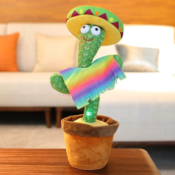 Electronic Dancing Cactus Toy, Electronic Dancing Cactus Toy with Cactus Recording and Repeat Your Words, Lighting, Singing, Cactus Mimicking Toy
