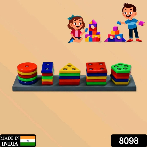 Geometric Brick - 5 Angle Matching Column Blocks for Kids - Preschool Educational Learning Toys.