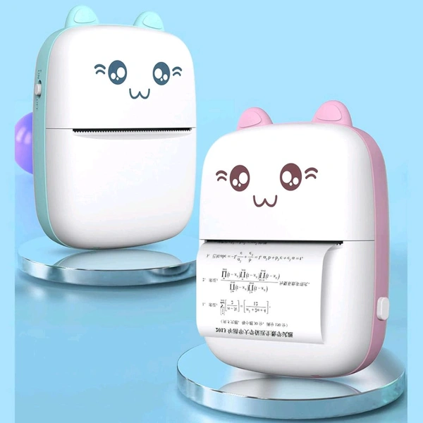 Pocket Mini Printer, Mobile Phone Bluetooth Connection Wireless Mini Thermal Printer with Android or iOS APP for Pictures, Portable Smart Printer, Contains 1 Rolls Thermal Paper, with Fast Paper Output for Photo Image - With 1 Thermal Paper