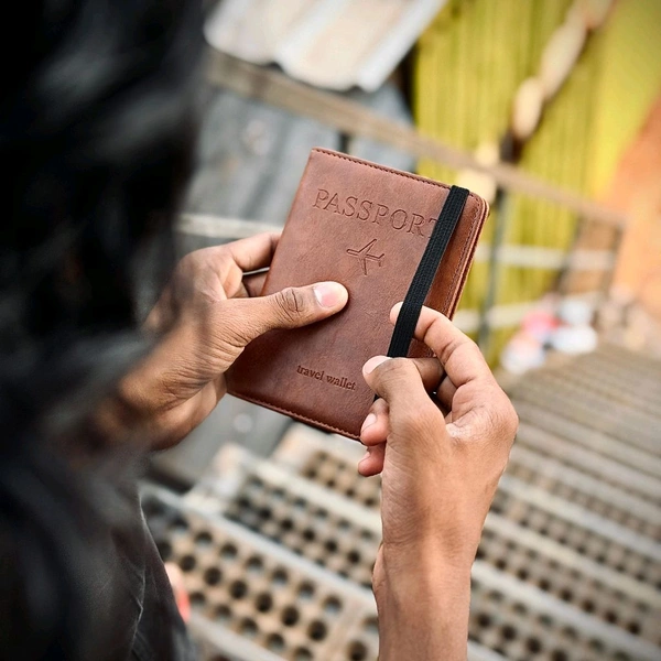 Passport Holder Leather Travel Wallet - Pu leather wallet, RFID Blocking Passport Wallet, Credit Card holder, Passport Cover - SRW2