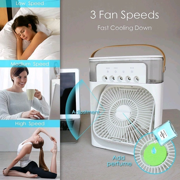 Portable Air Conditioner Fan 7 Color Changing Light Personal Air Cooler Desk Cooling Fan