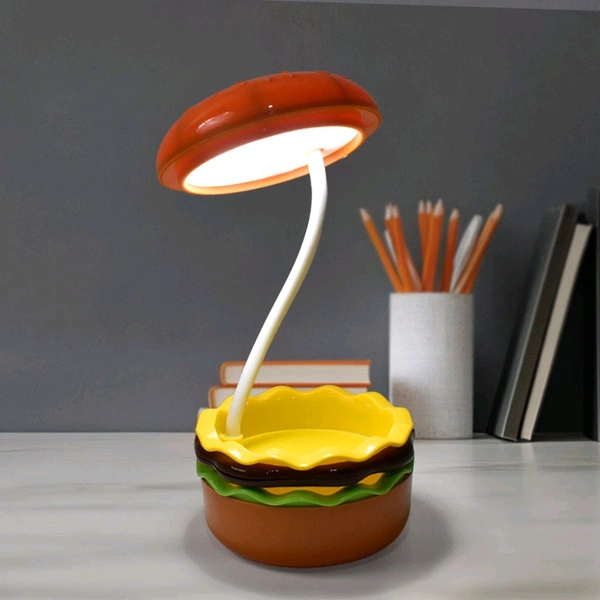 Burger Delight: Folding LED Night Lamp for Kids, Rechargeable Desk Lamp Study Desk Light for Study Room / Home / Office Burger Shape Decorative Table Top
