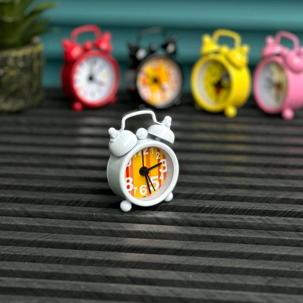 Mini Twin Bell Alarm Clocks – Cute Looks, Loud Wake-Ups - Gray