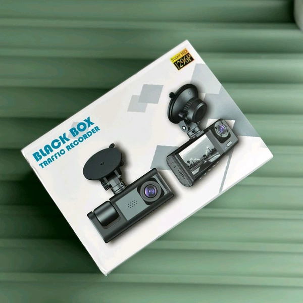 BLACK BOX Super HD 1296P Traffic Recorder – Dual Camera Dash Cam with Night Vision & Loop Recording