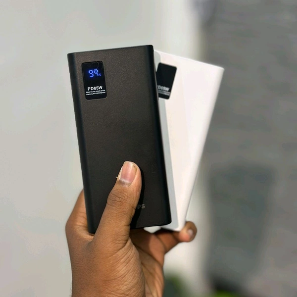 Troops PD65W 20000mAh Fast Charging Power Bank | Dual USB + Type-C Output | Digital Display | Compatible with All Devices | Black & White - Black