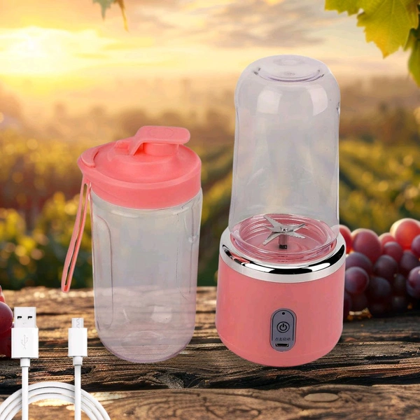 Portable Small Juicer Blender for Smoothies, 520ml Blender Cup, 6 Blade Design Smoothie Blender, Leakproof Personal Blender, 1 Button work, USB Rechargeable, With Water Bottle / Cup, 40w