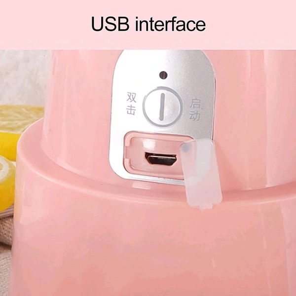 Electric Juicer, Portable Blender for Shakes and Smoothies BPA Free Travel Cup and Lid, Durable Stainless Steel Blades for Powerful Blending Performance, For Sports Outdoors (500 ML)