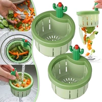 Plastic Kitchen Sink Drain Strainer | Automatic Press Dumping Basket | Waste Collector Filter | Self Cleaning Removable Draining Net Lifting Basket (2 Pc)