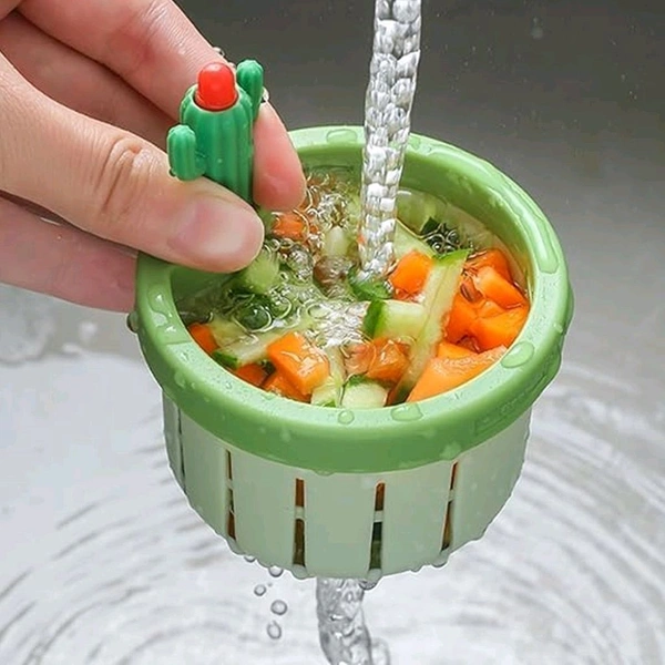 Plastic Kitchen Sink Drain Strainer | Automatic Press Dumping Basket | Waste Collector Filter | Self Cleaning Removable Draining Net Lifting Basket (2 Pc)