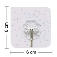 Self Adhesive Heavy Duty Waterproof Transparent Sticky Plastic & Stainless Steel Wall Hooks - 50