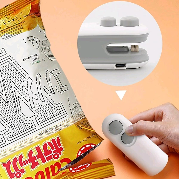 (Top Grade) Mini Bag Sealer, 2 in 1 Seal & Cutter Heat Sealers, TYPE-C USB Charging Portable Bag Reseller, Handle Food Sealer