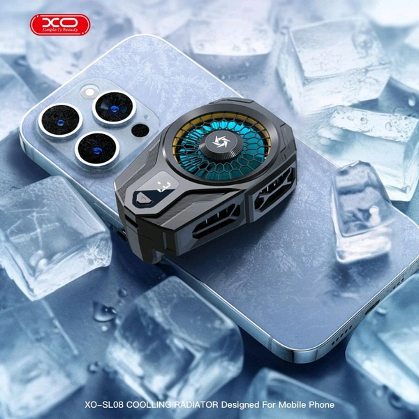 XO SL08 Phone Cooler | Gaming Phone Cooler for Instant Cooling with RGB Lightning- Android and iPhones Compatible- (Black) 