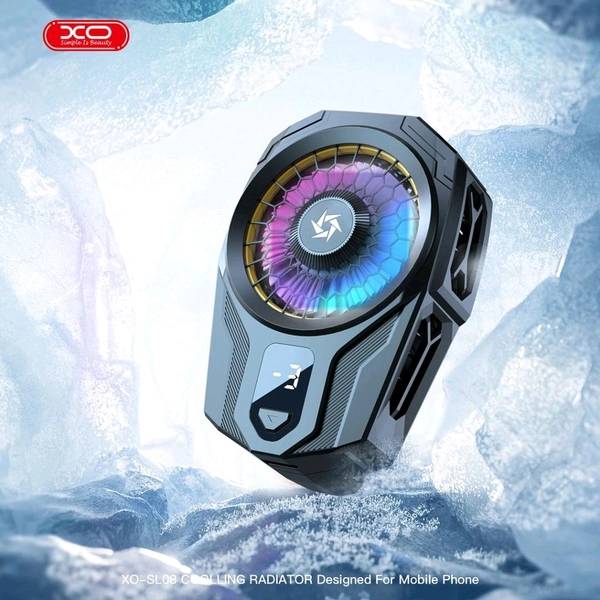 XO SL08 Phone Cooler | Gaming Phone Cooler for Instant Cooling with RGB Lightning- Android and iPhones Compatible- (Black) 