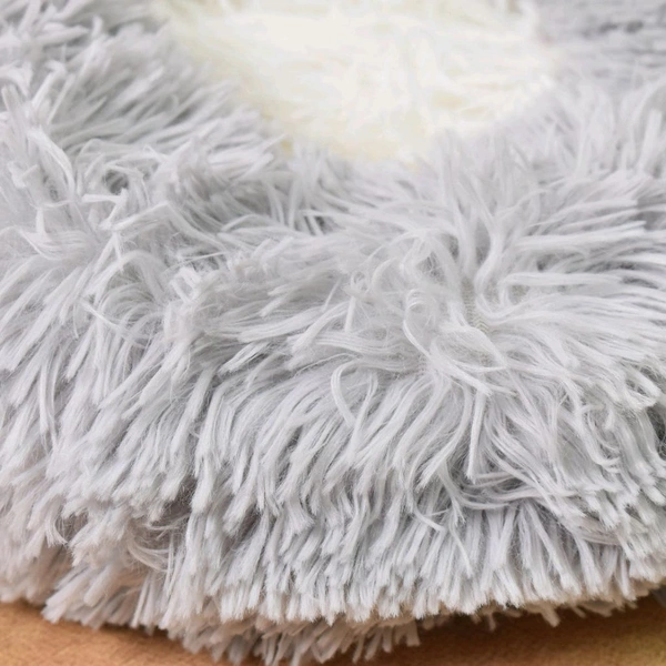Medium Calming Dog Bed & Cat Bed, Fluffy Dog Bed with Blanket Attached, Round Dog Beds for Small, Medium Dogs and Cats