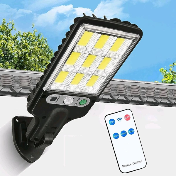 High-Power Solar LED Street Light with Motion Sensor & Remote Control โ Wall Mount Outdoor Waterproof Lamp for Garden, Gate, Street, and Security Lighting Rechargeable