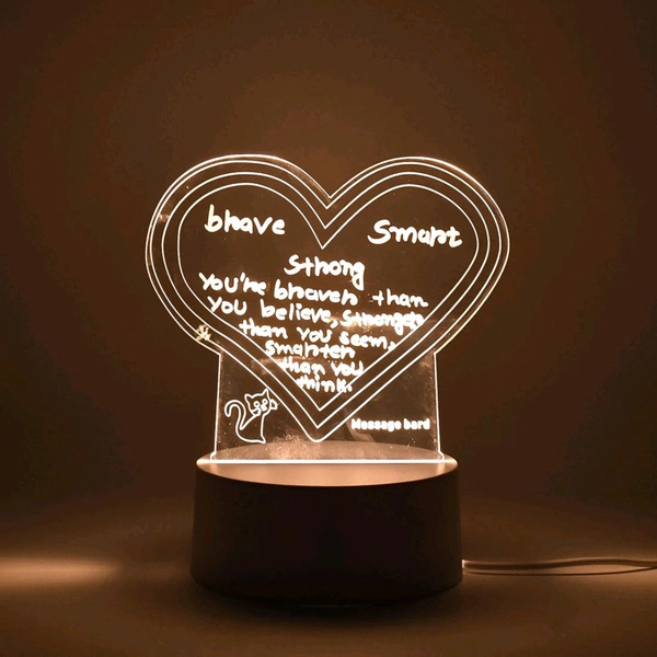 Creative Visualization Lamp 3 D Acrylic Decorative Lamp for Creative Keeps Notes Drawing Table Lamp With Pen for Home Decor / Bedroom / Gift / Office Decoration / Erasable Board (1 pc)