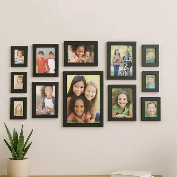 Premium Black Photo Frame Set – 12 Pcs Wall Hanging Gallery Frames for Home Decor