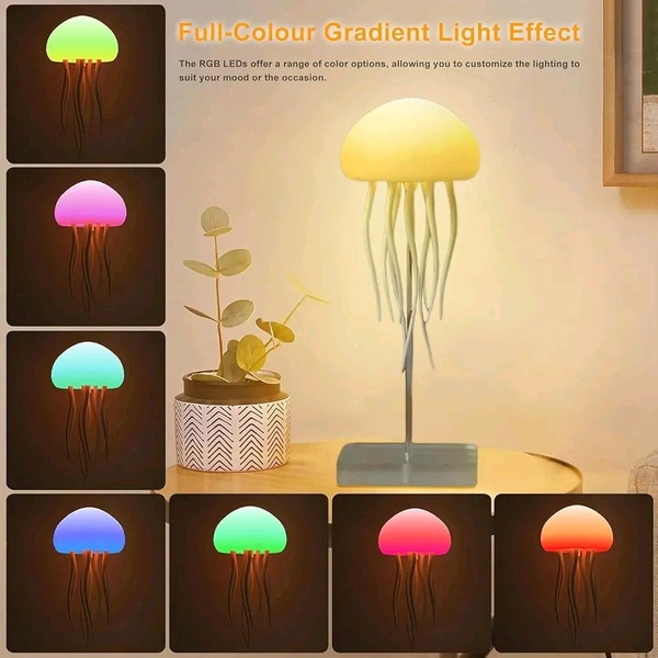 Jellyfish Ambient Lamp with Moving Tentacles | Touch Control | Type-C Rechargeable | Hanging or Tabletop Use