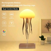 Jellyfish Ambient Lamp with Moving Tentacles | Touch Control | Type-C Rechargeable | Hanging or Tabletop Use