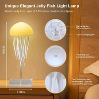 Jellyfish Ambient Lamp with Moving Tentacles | Touch Control | Type-C Rechargeable | Hanging or Tabletop Use