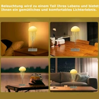 Jellyfish Ambient Lamp with Moving Tentacles | Touch Control | Type-C Rechargeable | Hanging or Tabletop Use
