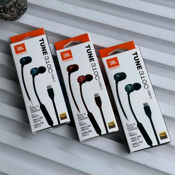 (Original) JBL Tune 310 Wired in-Ear Type C Headphones, Hi-Res Audio with Digital-to-Analog Converter - Red