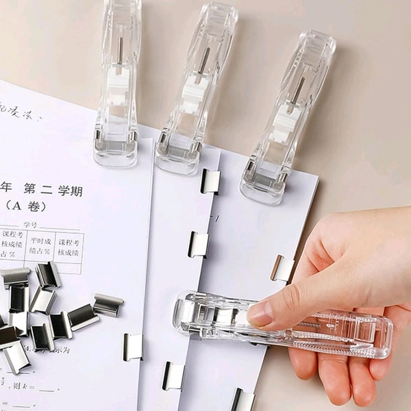 Portable Paper Clam With 8 Pcs Clip Dispenser Handheld Paper Fast Clam Clip Dispenser Labor Saving Wrapping Paper Handheld Student Paper Clipper for Home Office School Teacher Gifts (1 Set)
