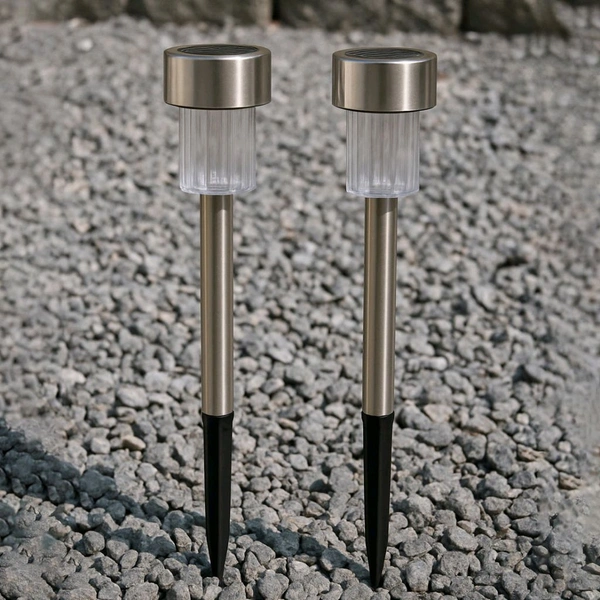 Solar-Powered Stainless Steel Garden Pathway Lights – Waterproof Outdoor LED Stake Lamps for Lawn, Driveway, Patio, Yard, and Landscape Decoration - Pack Of 4