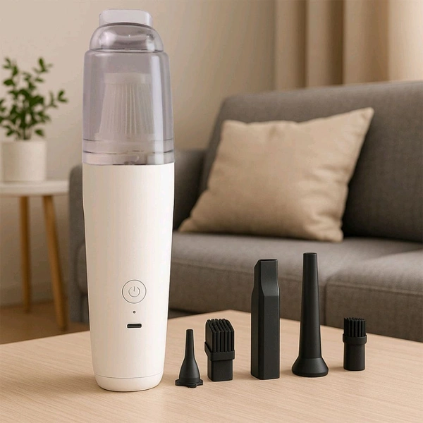 Multipurpose Cordless Rechargeable Mini Handheld Vacuum Cleaner Set with 5 Nozzle Attachments for Car, Home, Sofa, Keyboard, and Electronics Cleaning