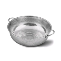 Stainless Steel Colander with Handle, Large Metal Mesh Basket Strainer for Pasta, Spaghetti, Berry, Veggies, Fruits, Kitchen Food Colander, Safe (1 pc / 25.5 cm)