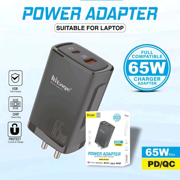 65W Fast Charger Power Adapter | Dual Port USB PD & QC Charging | Compatible with Laptops, Tablets & Smartphones - 6 Months Cybzone Warranty
