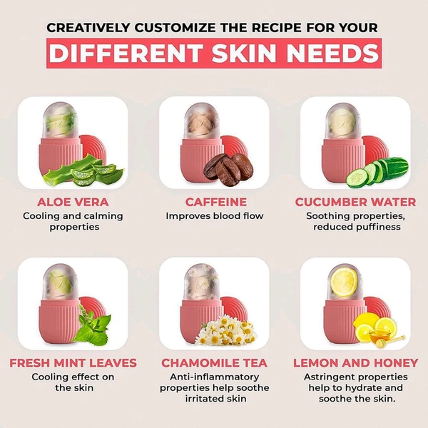 Beauty Face Massage Ice Roller for Face & Eye Reusable Face Rollers Facial Roller - Pack Of 6