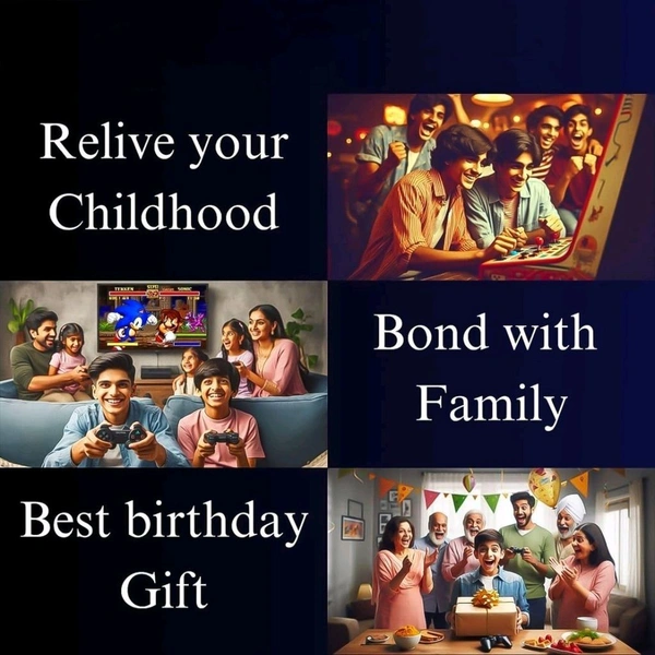 Wireless Controller Gamepad Gaming Console with 10,000+ Games, HD Game Sticks Output, and 2.4GHz Wireless Controller Video Games with 64gb Memory Card for TV Plug and Play, Dual Player