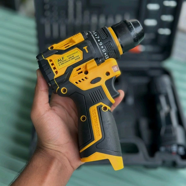 ALF 18V Cordless Drill Machine Kit with Brushless Motor, 2 Batteries & 32 Accessories | Rechargeable Electric Screwdriver with Carry Case for Home, DIY & Professional Use

