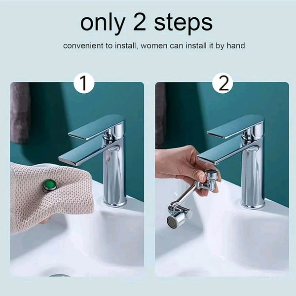 Chrome-Plated Universal Faucet Extension Splash-Proof Tap Nozzle with Dual Rotation & Adjustable Water Flow – Kitchen/Bathroom Sink Aerator Connector