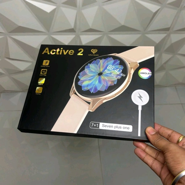 Active 2 Smartwatch – 7-in-1 Strap Combo with Wireless Charger | HD Display, Dual Bluetooth Calling, Fitness Tracker & Health Monitor - Silver