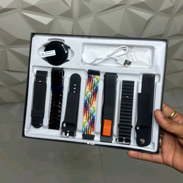 Active 2 Smartwatch – 7-in-1 Strap Combo with Wireless Charger | HD Display, Dual Bluetooth Calling, Fitness Tracker & Health Monitor - Black